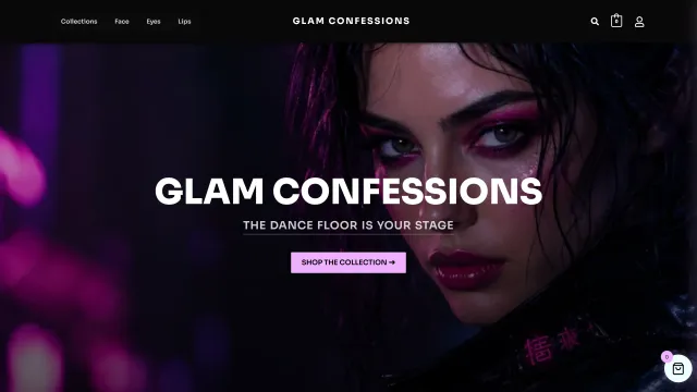 Captura de la tienda online de Glam Confessions