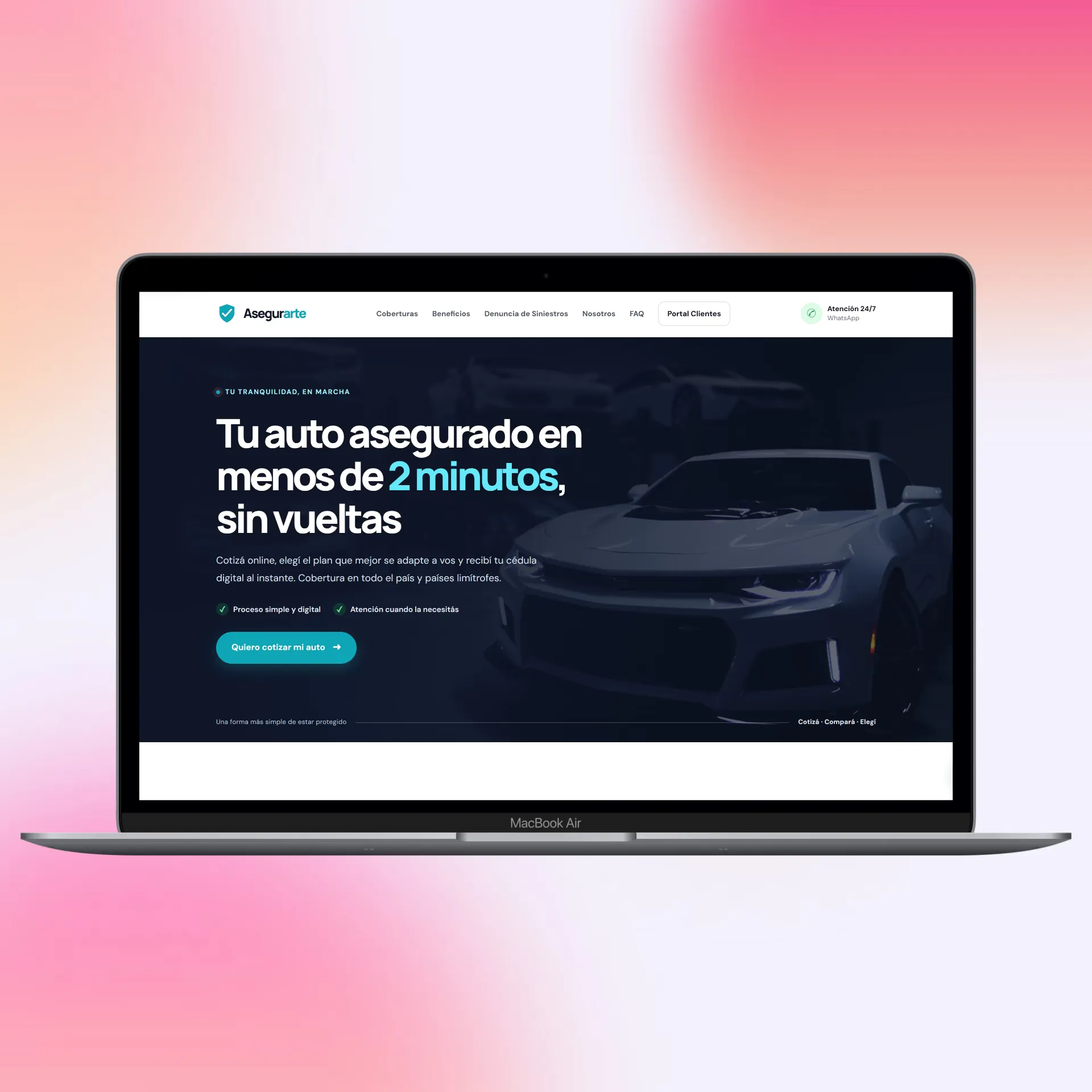 Laptop mostrando en pantalla una landing page