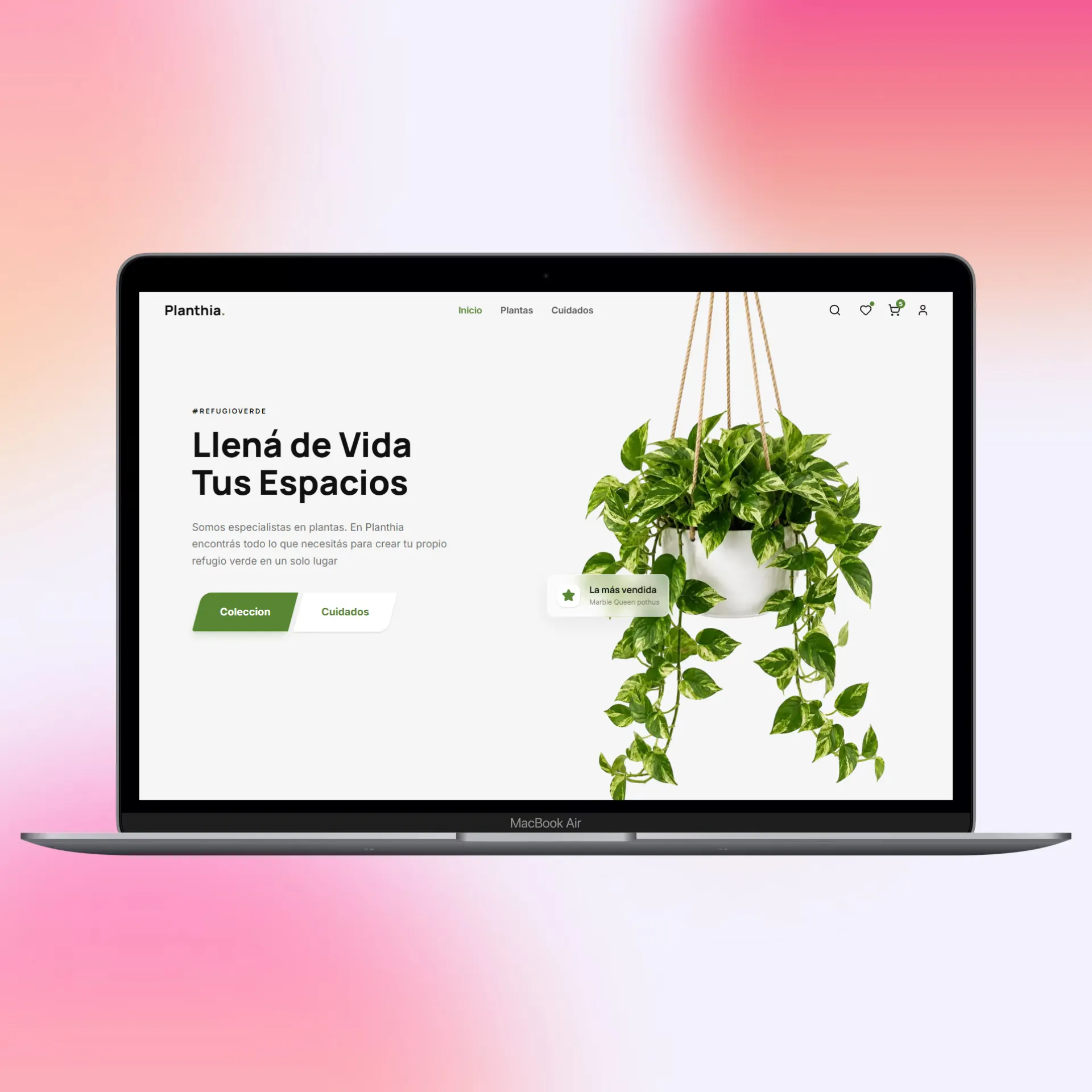 Mockup de una página web renovada mostrada en una laptop
